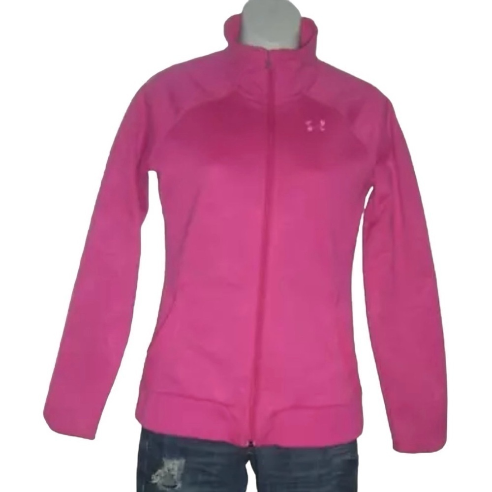 Under Armour Jacket Cold Gear Bright Pink Splatter Barbie Workout Athleisure Gym